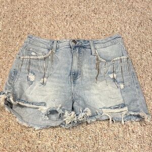 Risen Jeans Chic Frayed Light Blue Denim Shorts
